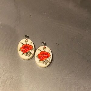 Elegant Red Rose Earrings